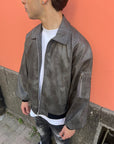 Giubbotto Eco-Pelle Over Grigio