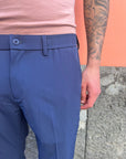 Pantalone Slim Tessuto Tecnico Blu