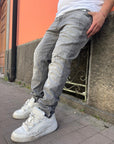 Jeans Mod Graffiato Grigio Chiaro