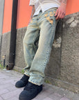 Jeans Strappi Beige