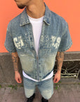 Coordinato Stampa Denim Blu