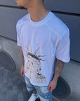 T-Shirt Stampa Statua Libertà Bianco