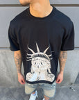 T-Shirt Stampa Statua Libertà Nero