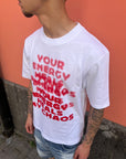 T-Shirt Scritta Frontale Bianco