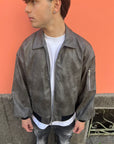 Giubbotto Eco-Pelle Over Grigio