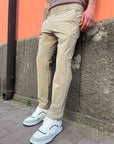 Pantalone Slim Tessuto Tecnico Beige