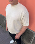 Maglia In Filo Di Cotone Beige