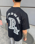 T-Shirt Stampa Retro "R" Nero