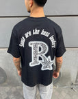 T-Shirt Stampa Retro "R" Nero